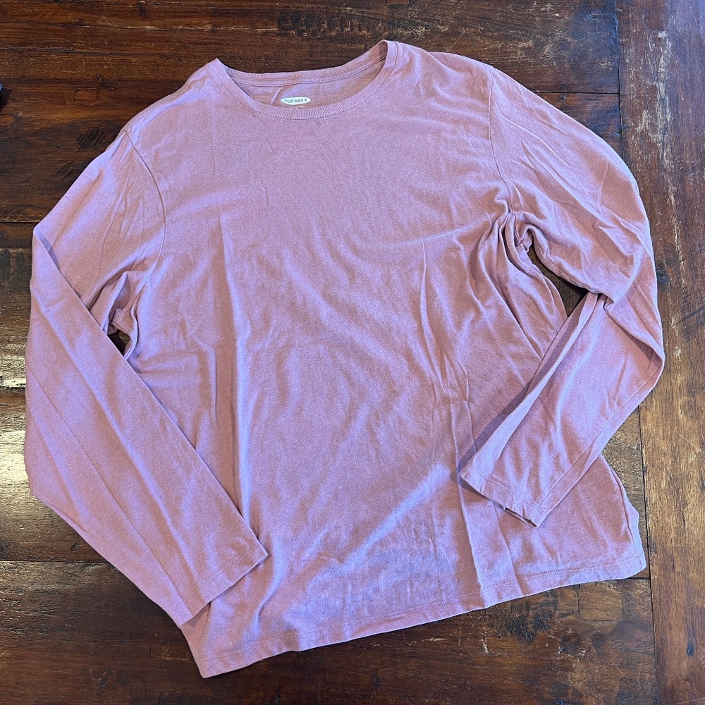 Men's Old Navy Soft Washed Solid Dusty Rose Pink Long Sleeve T-Shirt XL